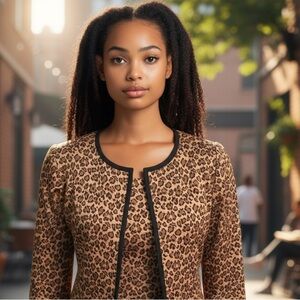 Misook Cheetah Print Knit Cardigan
